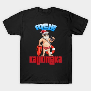 Mele Kalikimaka Christmas Santa Shaka Hawaii T-Shirt